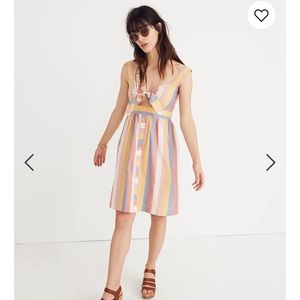 Madewell Tie-Front Cutout Dress in Sherbet Stripes